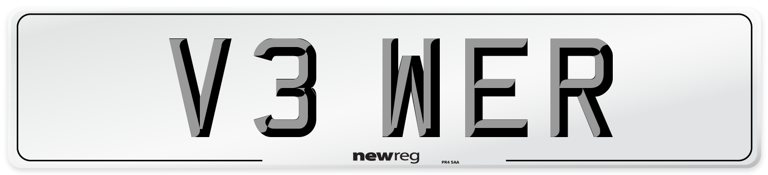 V3 WER Number Plate from New Reg